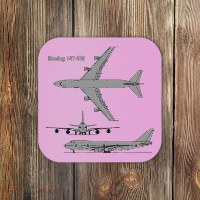 747 Airplane Hand Drawn Graphic Plane Coaster