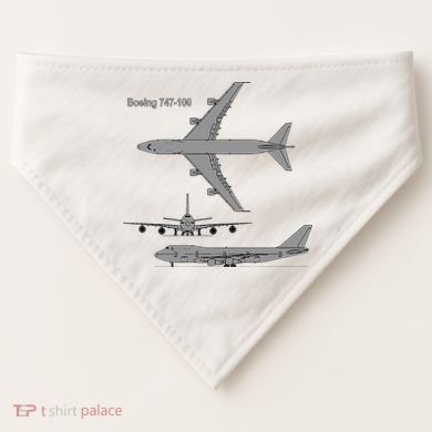 747 Airplane Hand Drawn Graphic Plane USA-Made Doggie Bandana