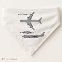 747 Airplane Hand Drawn Graphic Plane USA-Made Doggie Bandana thumb 0