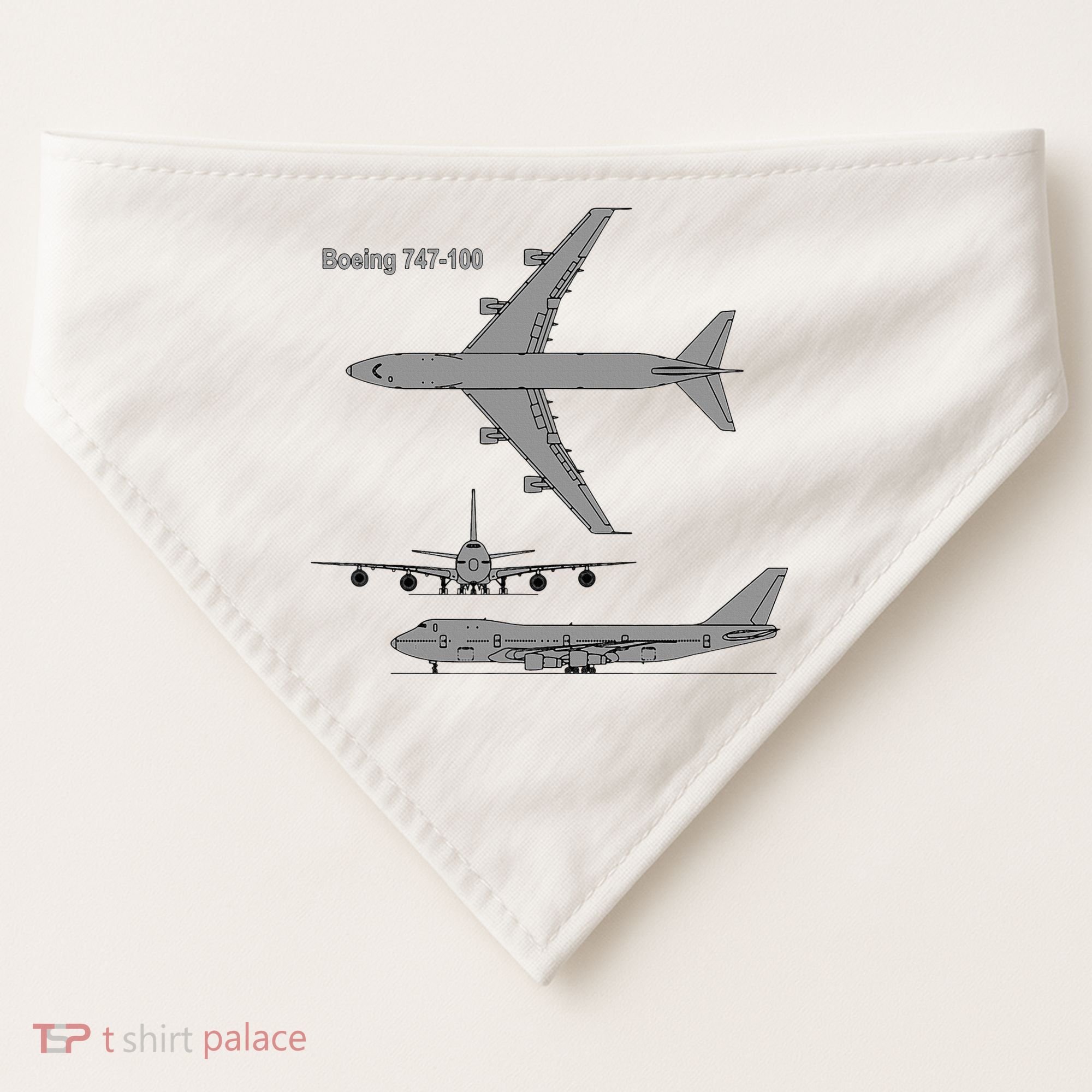 747 Airplane Hand Drawn Graphic Plane USA-Made Doggie Bandana