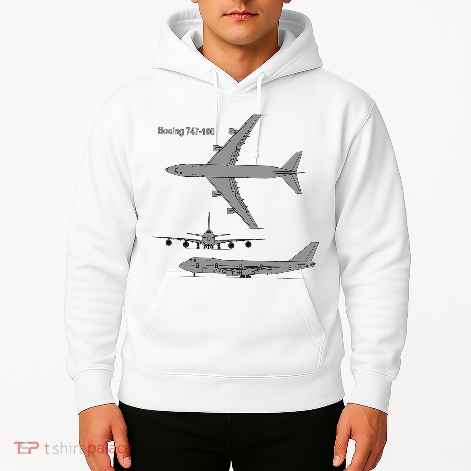 747 Airplane Hand Drawn Graphic Plane Hoodie