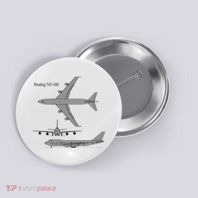 747 Airplane Hand Drawn Graphic Plane Button