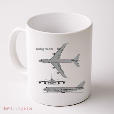 747 Airplane Hand Drawn Graphic Plane Coffee Mug