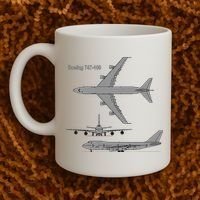 747 Airplane Hand Drawn Graphic Plane Coffee Mug thumb 2
