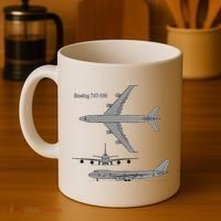 747 Airplane Hand Drawn Graphic Plane Coffee Mug thumb 4