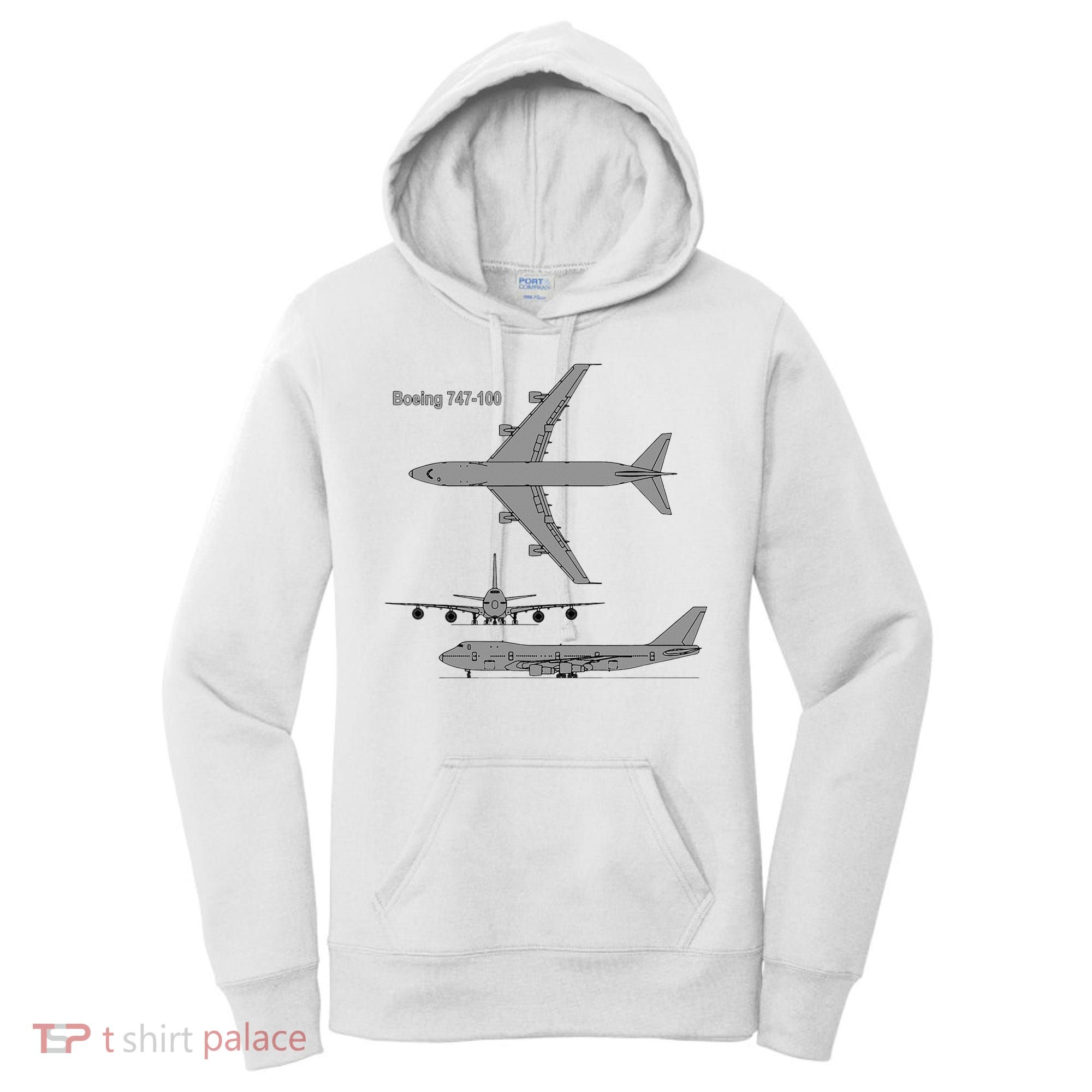 747 Airplane Hand Drawn Graphic Plane Women's Hoodie