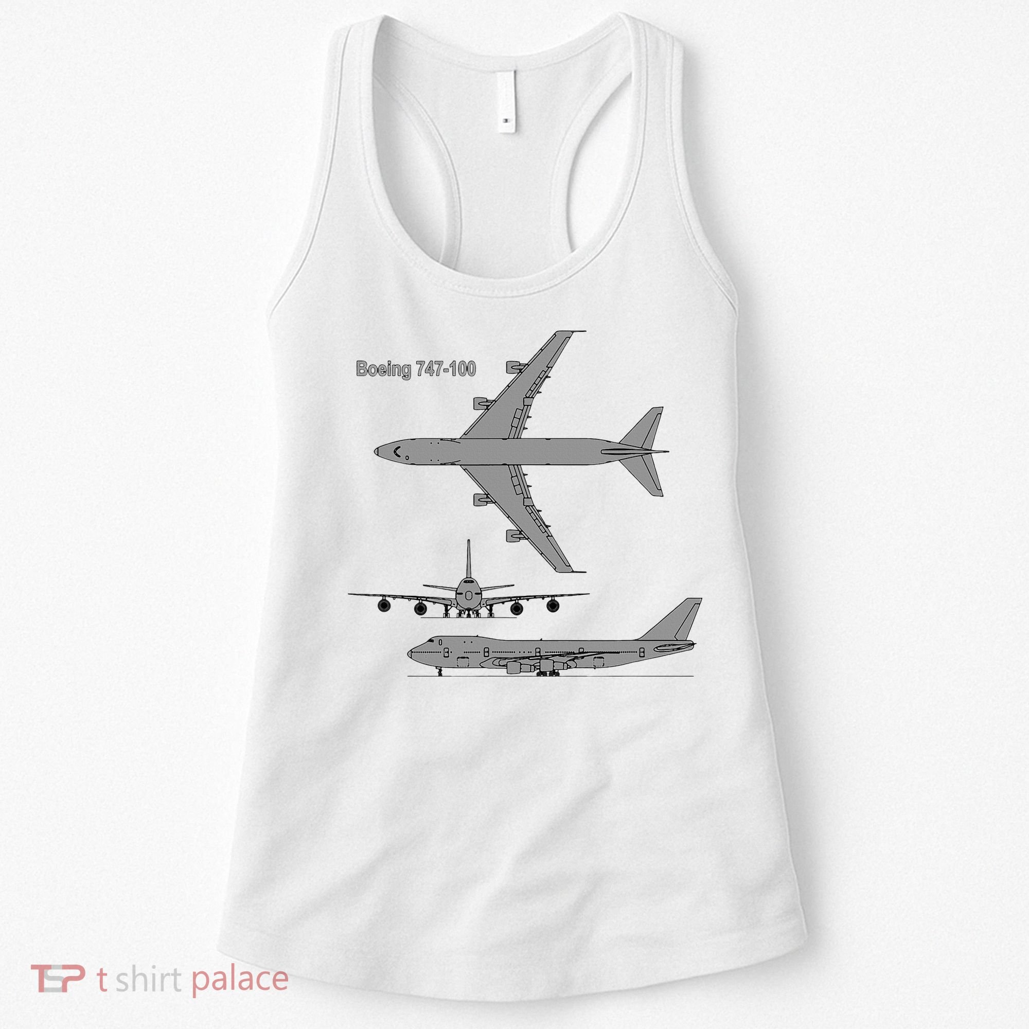 747 Airplane Hand Drawn Graphic Plane Women's Tank Top