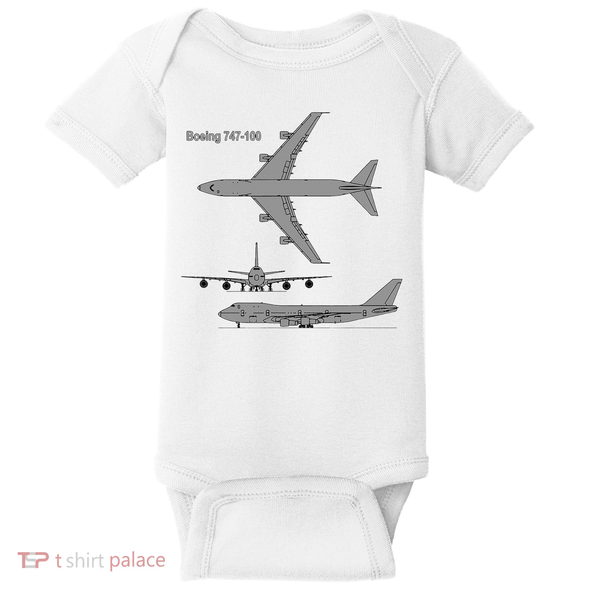 747 Airplane Hand Drawn Graphic Plane Baby Bodysuit