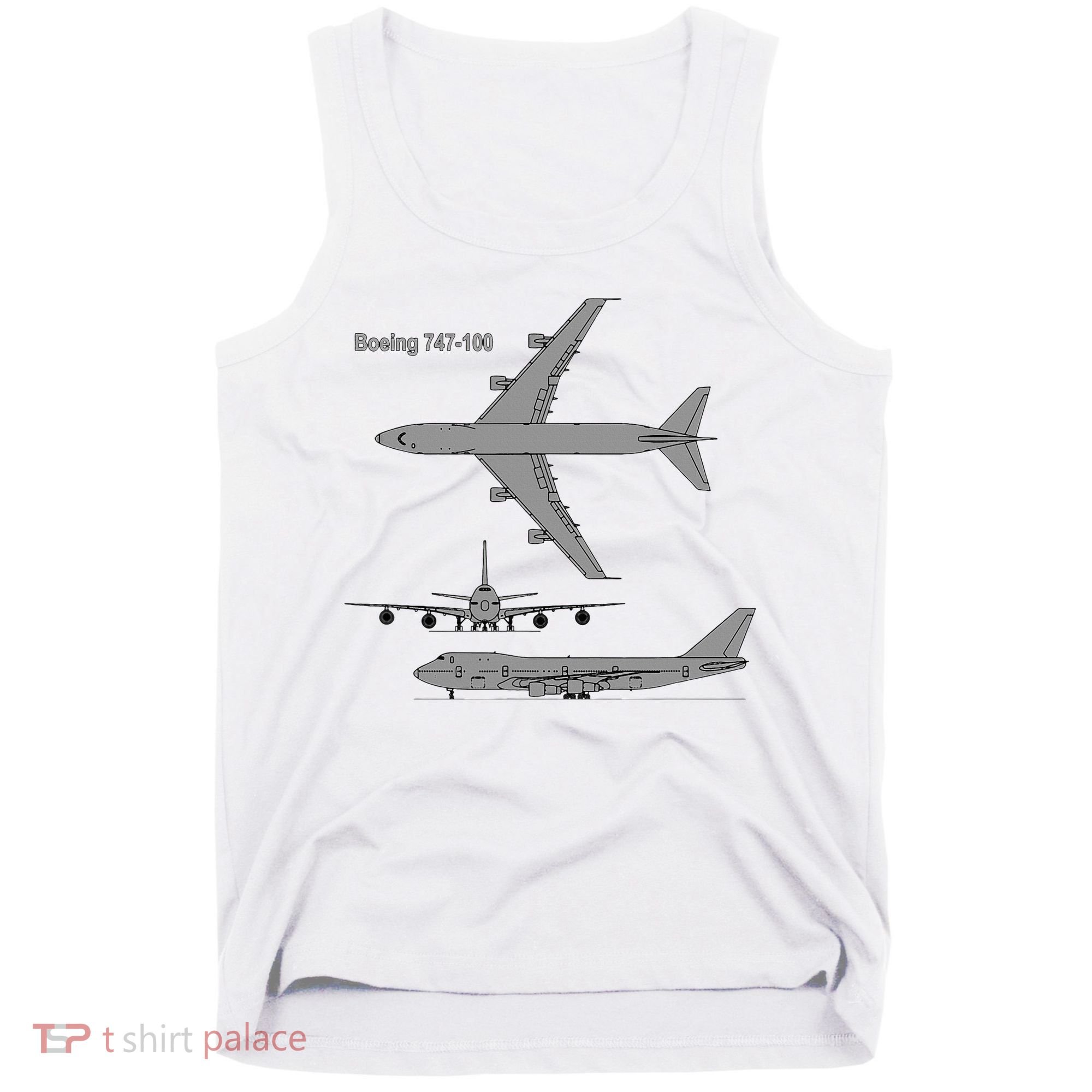 747 Airplane Hand Drawn Graphic Plane Tank Top