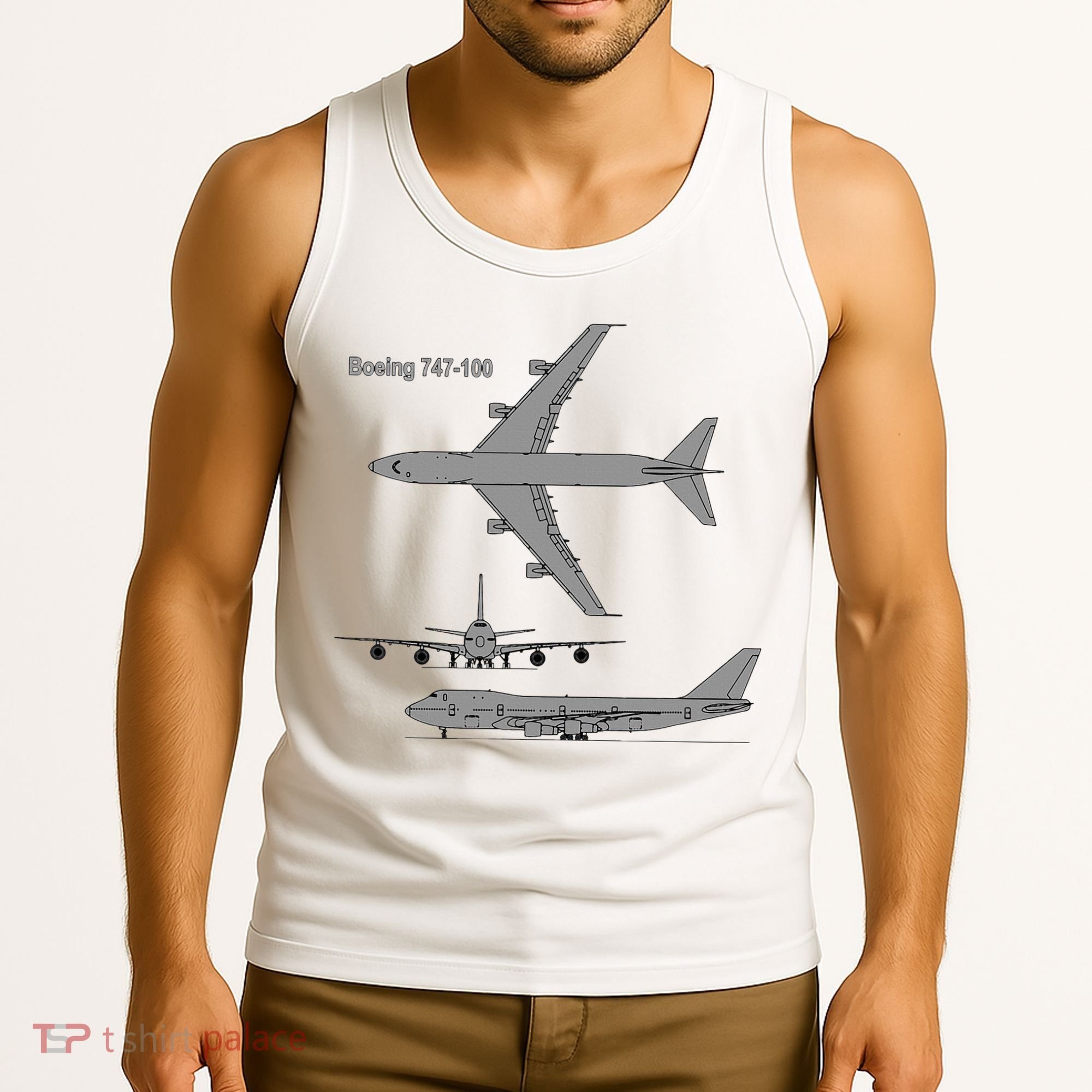 747 Airplane Hand Drawn Graphic Plane Tank Top