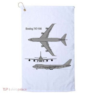 747 Airplane Hand Drawn Graphic Plane Golf Towel
