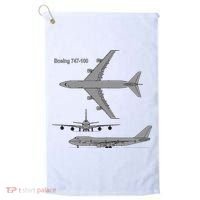 747 Airplane Hand Drawn Graphic Plane Golf Towel thumb 0