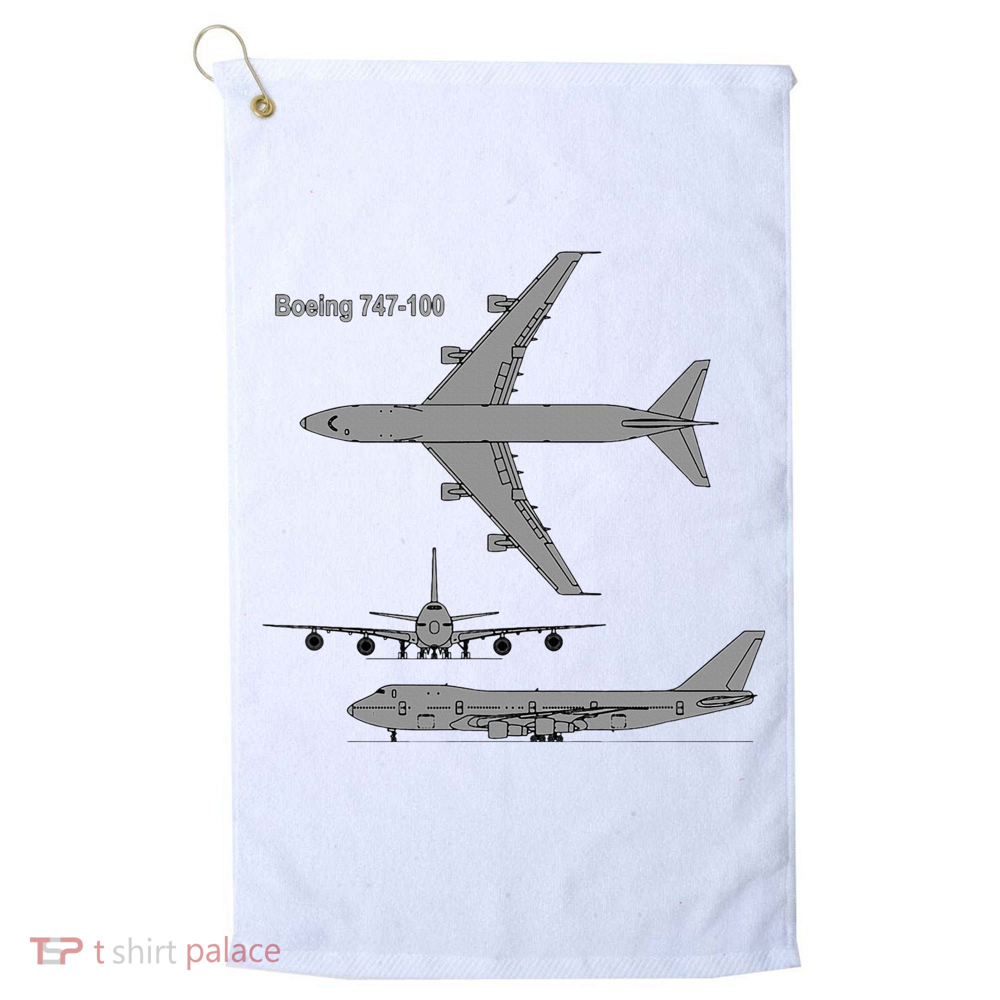 747 Airplane Hand Drawn Graphic Plane Golf Towel