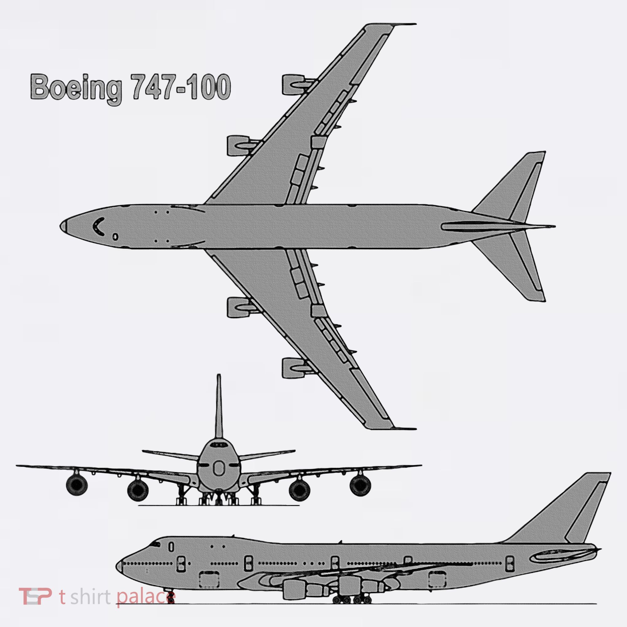 747 Airplane Hand Drawn Graphic Plane Toddler T-Shirt