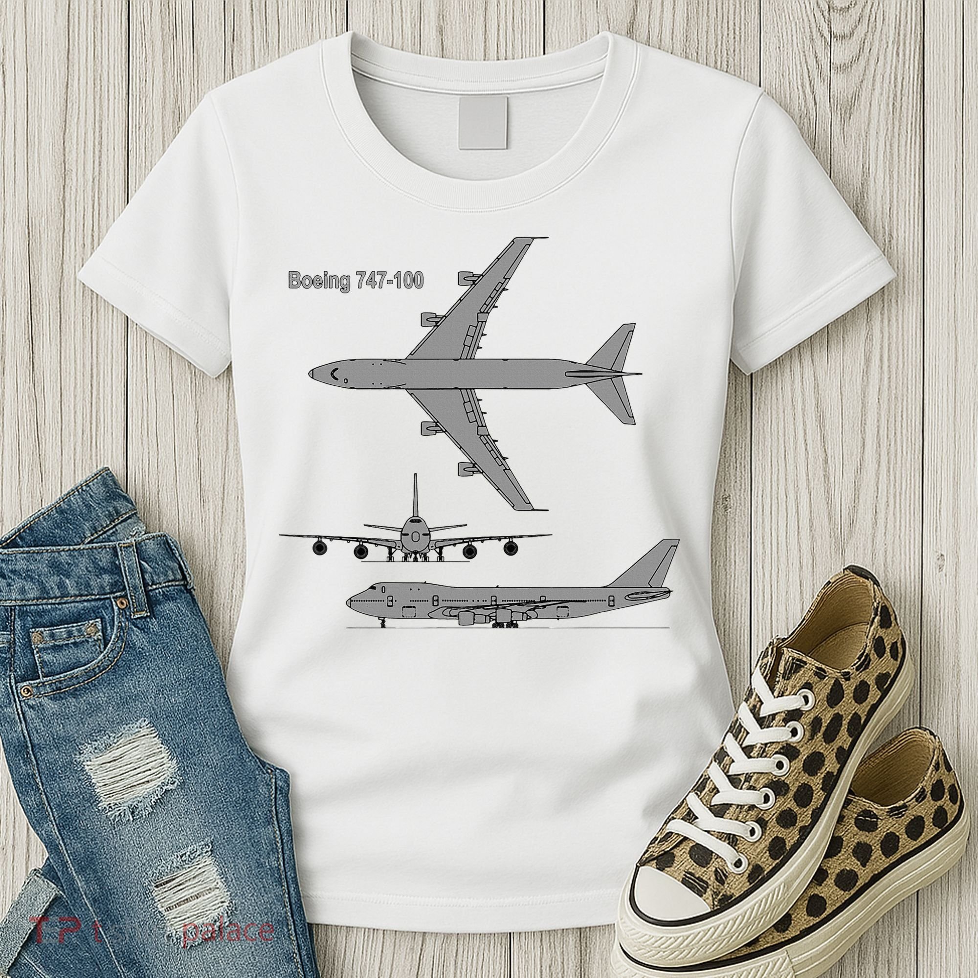 747 Airplane Hand Drawn Graphic Plane Women's T-Shirt
