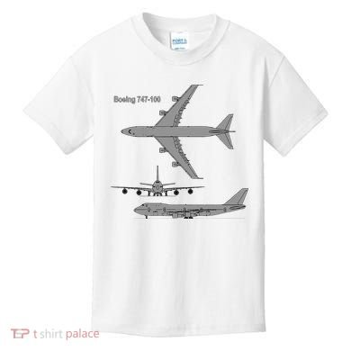 747 Airplane Hand Drawn Graphic Plane Kids T-Shirt