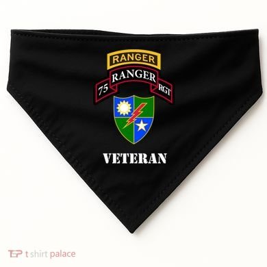 75th Army Ranger Gift Veteran White Gift USA-Made Doggie Bandana