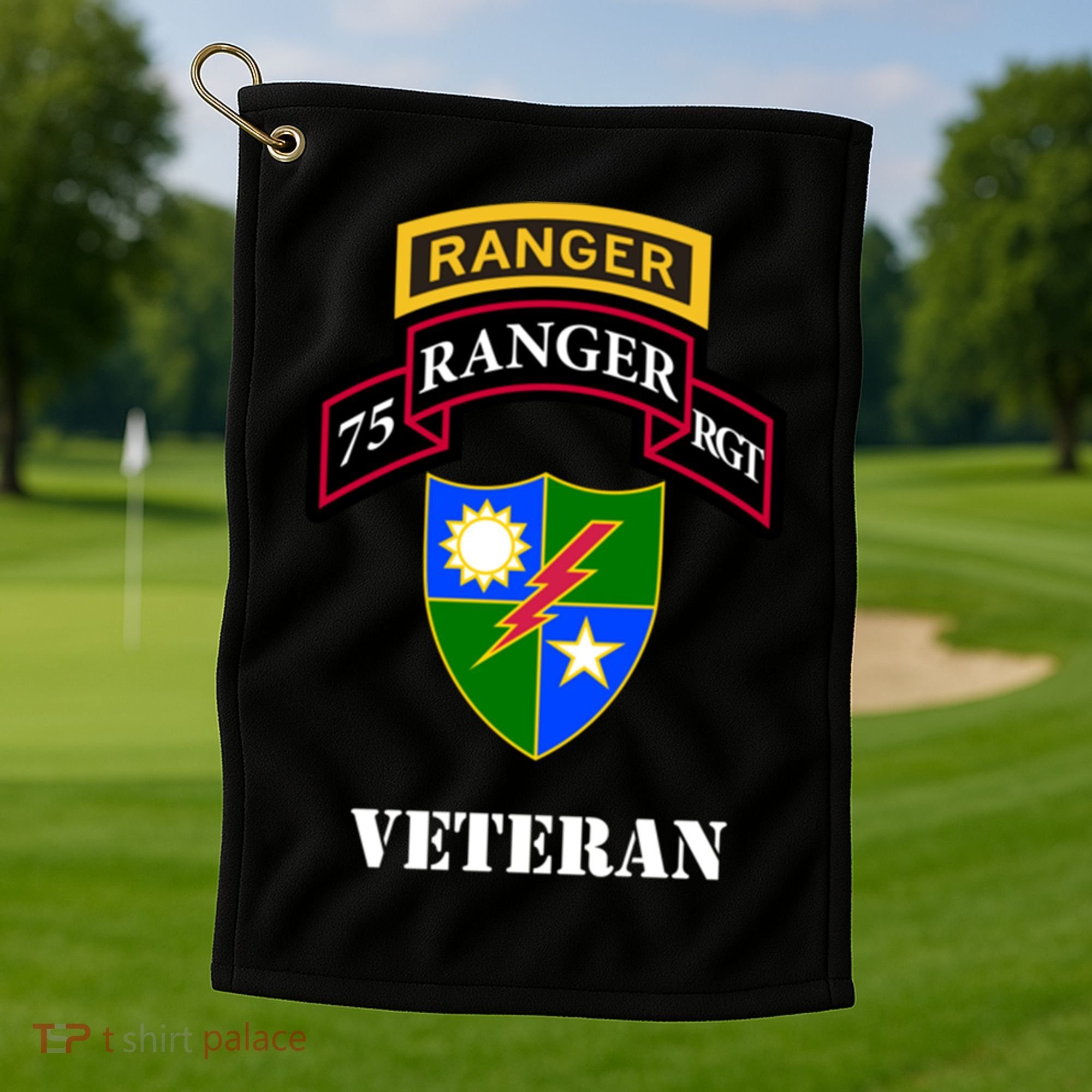 75th Army Ranger Gift Veteran White Gift Golf Towel