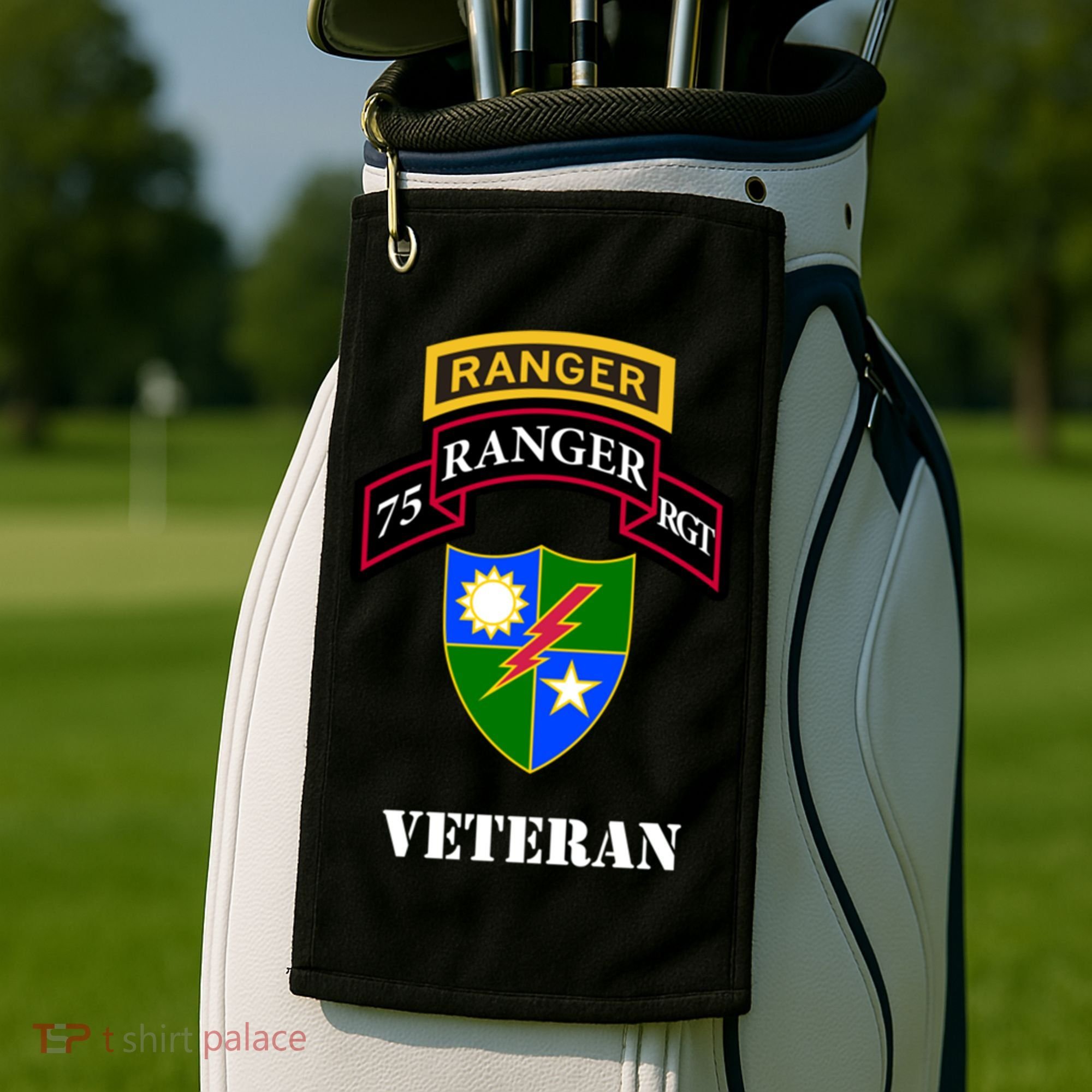 75th Army Ranger Gift Veteran White Gift Golf Towel