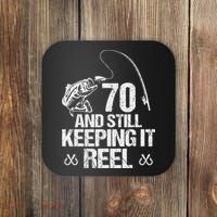 70 And Still Keeping It Reel Fishing 70th Birthday Gifts Coaster thumb 0