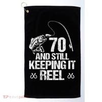 70 And Still Keeping It Reel Fishing 70th Birthday Gifts Golf Towel thumb 0