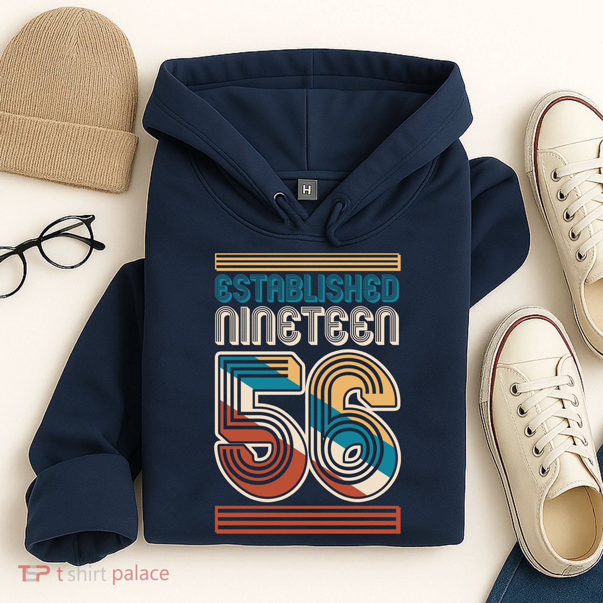 70th Birthday 1956 Established Nineteen 56 Hoodie