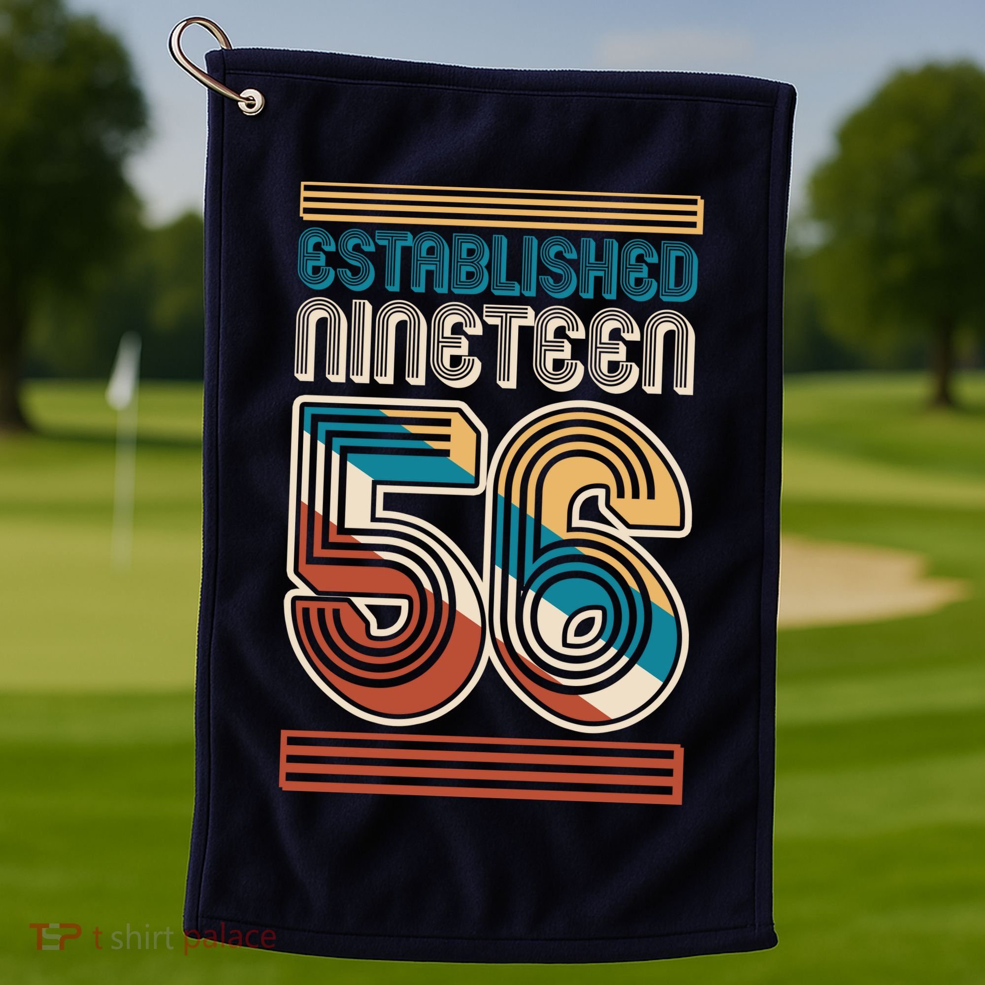 70th Birthday 1956 Established Nineteen 56 Golf Towel