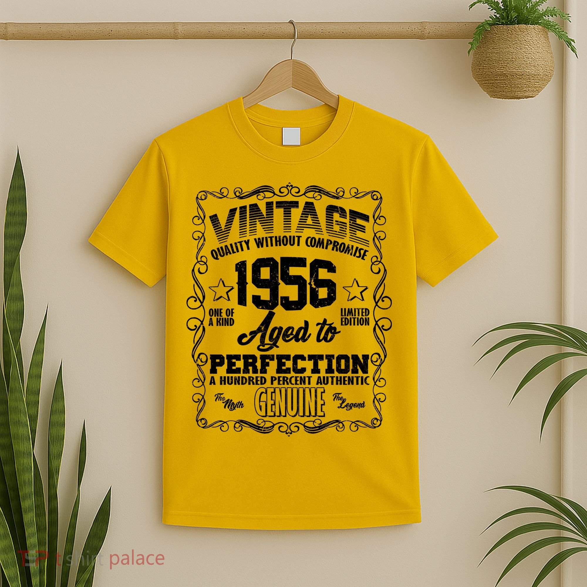 70th Birthday 1956 Vintage Quality Without Compromise Aged To Perfection Genuine T-Shirt