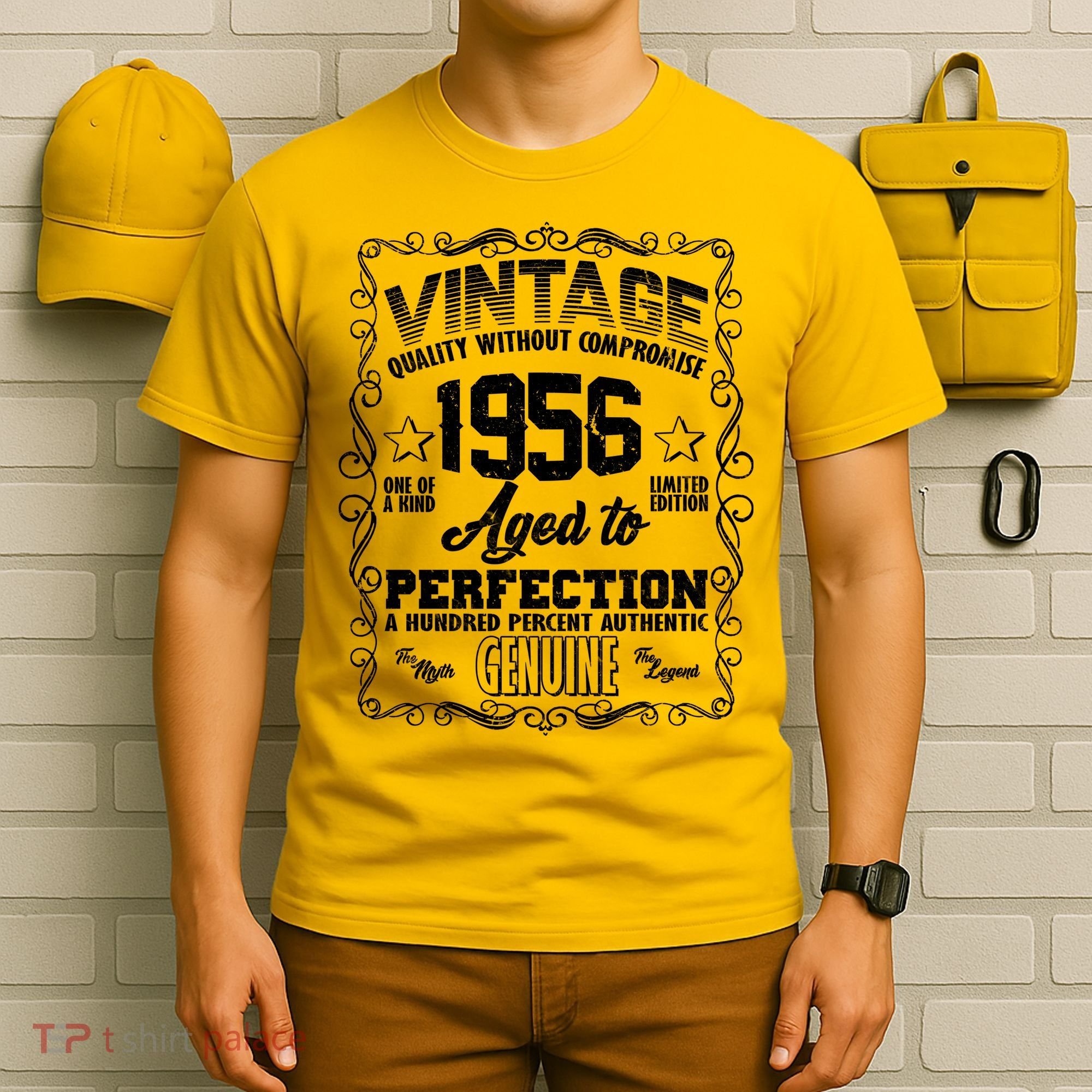 70th Birthday 1956 Vintage Quality Without Compromise Aged To Perfection Genuine T-Shirt
