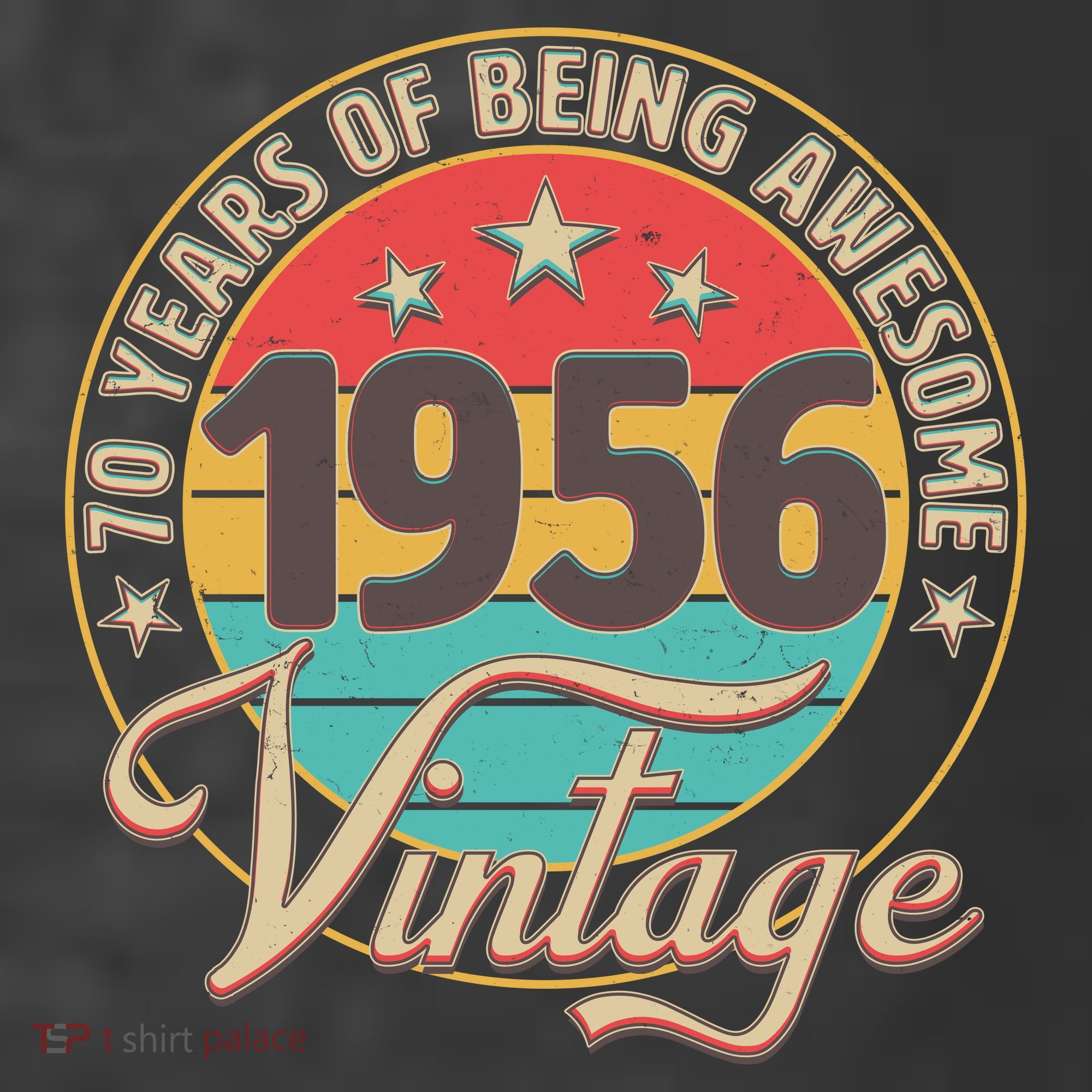 70th Birthday 70 Years Of Being Awesome 1956 Vintage  T-Shirt