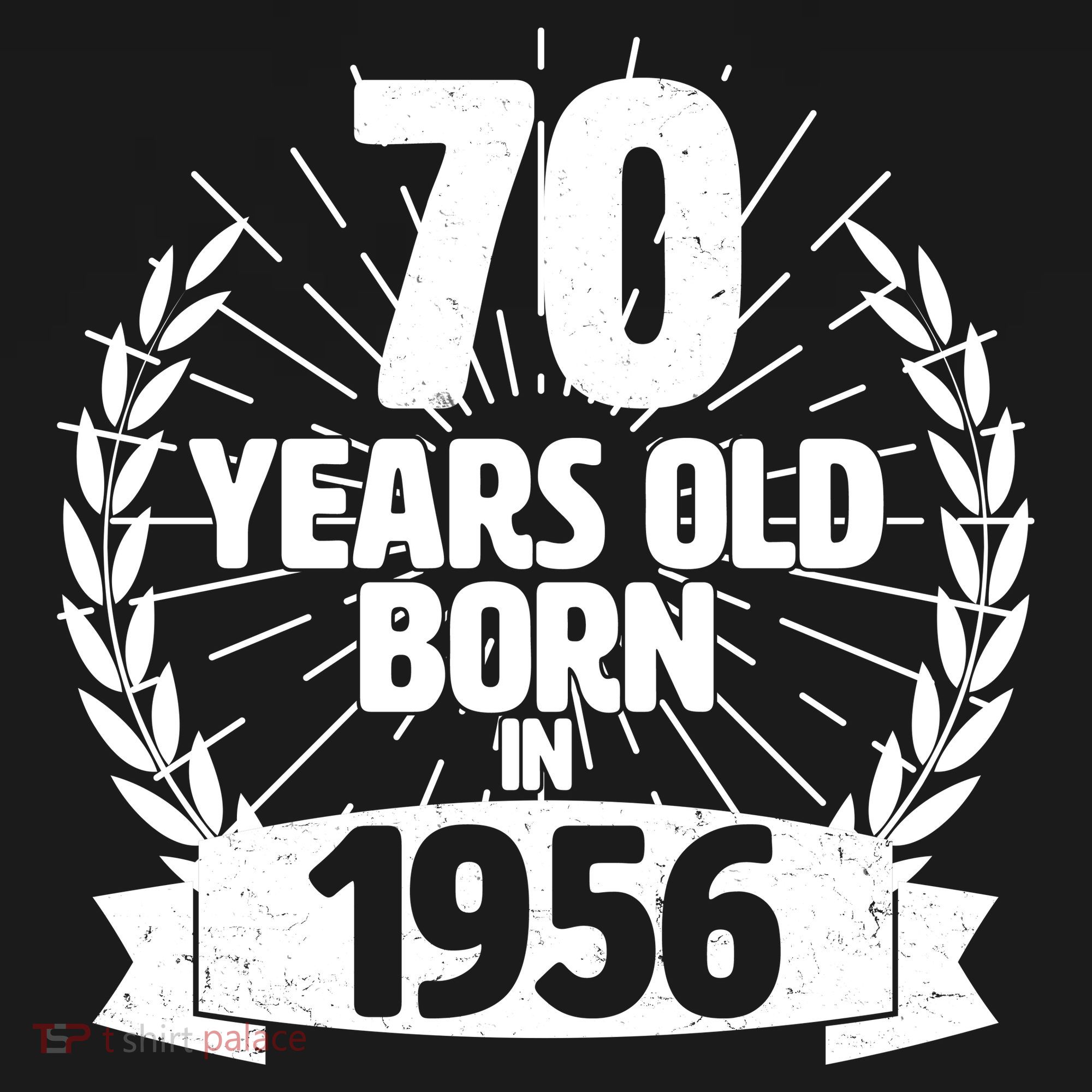 70th Birthday 70 Years Old Born In 1956 Wreath Banner  Women's Hoodie