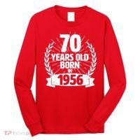 70th Birthday 70 Years Old Born In 1956 Wreath Banner  Long Sleeve Shirt thumb 0