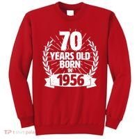 70th Birthday 70 Years Old Born In 1956 Wreath Banner  Sweatshirt thumb 0