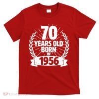70th Birthday 70 Years Old Born In 1956 Wreath Banner  T-Shirt thumb 0