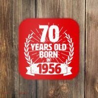 70th Birthday 70 Years Old Born In 1956 Wreath Banner  Coaster thumb 0