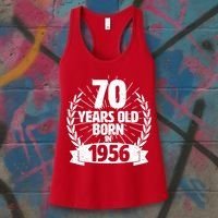 70th Birthday 70 Years Old Born In 1956 Wreath Banner  Women's Tank Top thumb 3