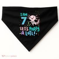 7th Birthday Axolotl - I Am 7 Let's Party A Lotl  USA-Made Doggie Bandana thumb 0