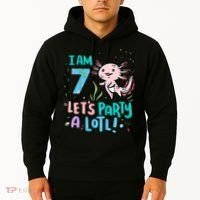 7th Birthday Axolotl - I Am 7 Let's Party A Lotl  Hoodie thumb 2