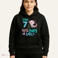 7th Birthday Axolotl - I Am 7 Let's Party A Lotl  Hoodie thumb 5