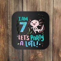 7th Birthday Axolotl - I Am 7 Let's Party A Lotl  Coaster thumb 0