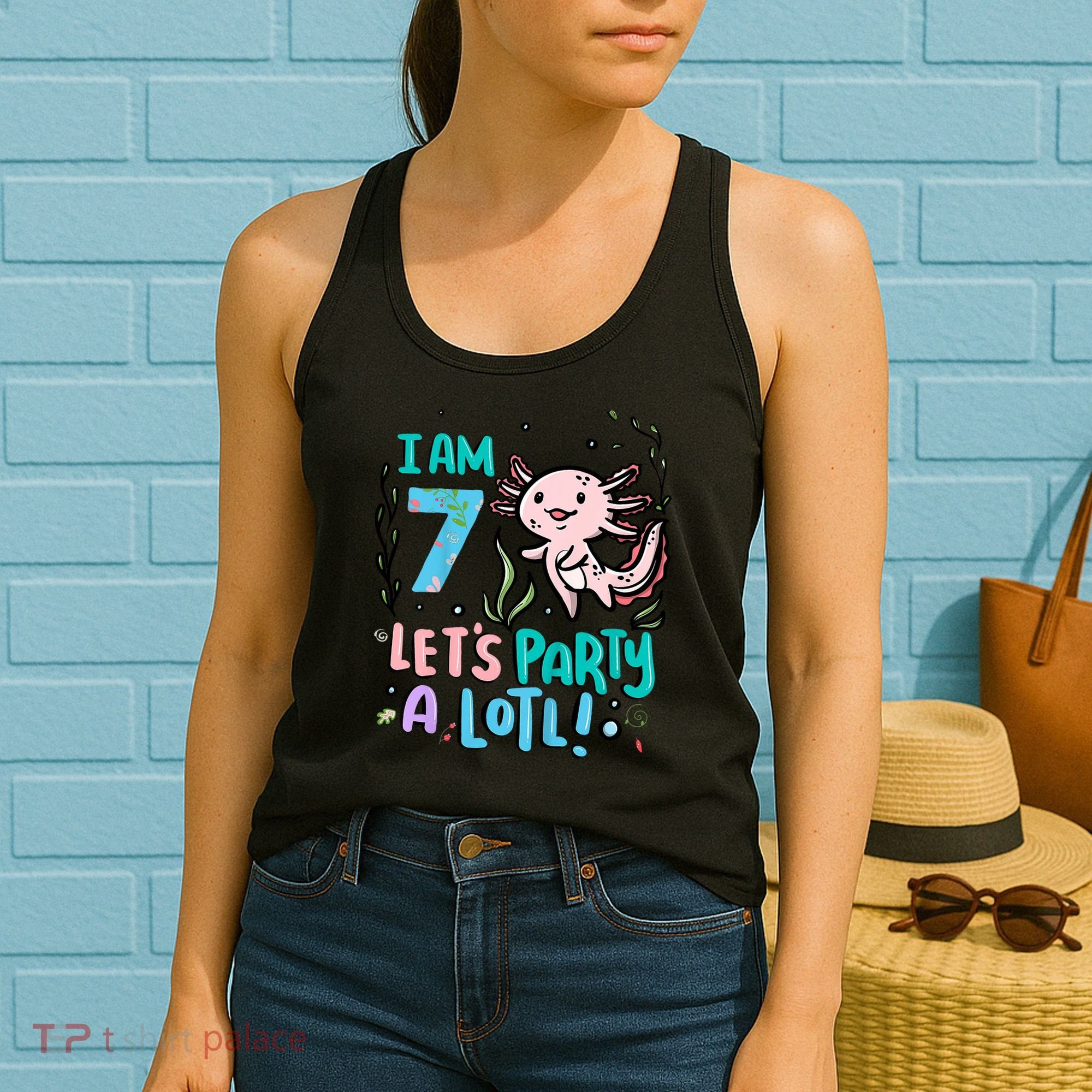 7th Birthday Axolotl - I Am 7 Let's Party A Lotl  Women's Tank Top