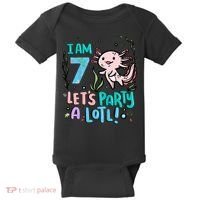 7th Birthday Axolotl - I Am 7 Let's Party A Lotl  Baby Bodysuit thumb 0