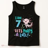 7th Birthday Axolotl - I Am 7 Let's Party A Lotl  Tank Top thumb 2