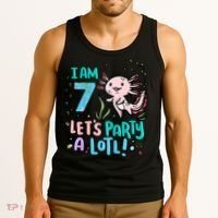 7th Birthday Axolotl - I Am 7 Let's Party A Lotl  Tank Top thumb 3
