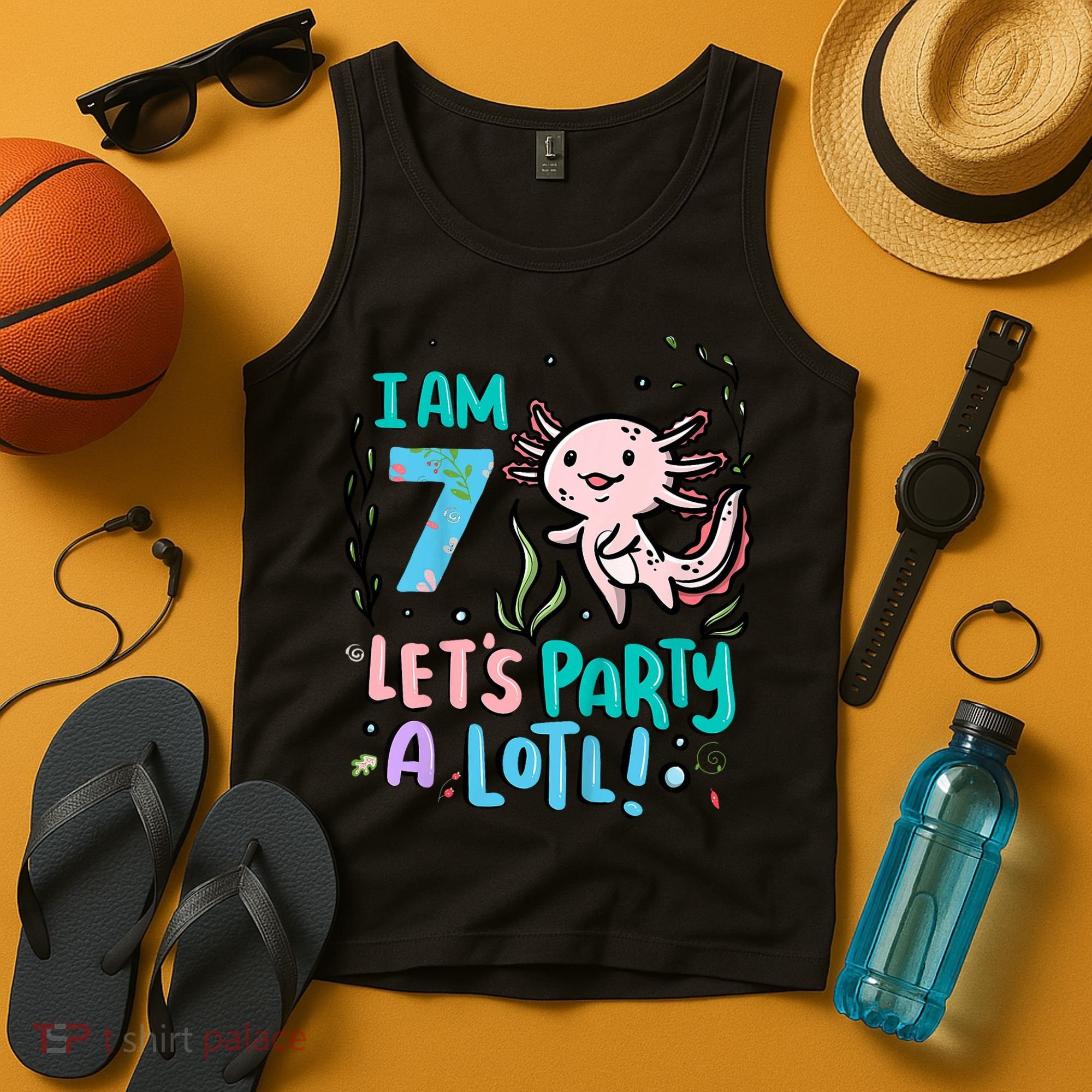 7th Birthday Axolotl - I Am 7 Let's Party A Lotl  Tank Top