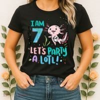 7th Birthday Axolotl - I Am 7 Let's Party A Lotl  Women's T-Shirt thumb 2
