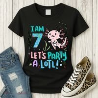 7th Birthday Axolotl - I Am 7 Let's Party A Lotl  Women's T-Shirt thumb 3