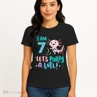 7th Birthday Axolotl - I Am 7 Let's Party A Lotl  Women's T-Shirt thumb 4