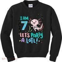 7th Birthday Axolotl - I Am 7 Let's Party A Lotl  Kids Sweatshirt thumb 0