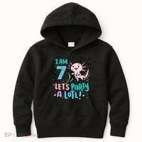 7th Birthday Axolotl - I Am 7 Let's Party A Lotl  Kids Hoodie thumb 0